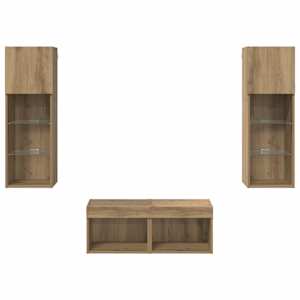 Skříňky na TV zeď Nástěnný 4 pcs Černý dub kompozitní dřevo - obrázek 9