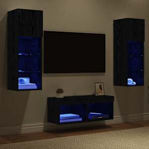 Skříňky na TV zeď Nástěnný 4 pcs Černý dub kompozitní dřevo - obrázek 5