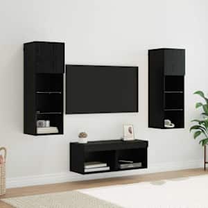 Skříňky na TV zeď Nástěnný 4 pcs Černý dub kompozitní dřevo - obrázek 1