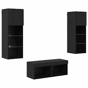 Skříňky na TV zeď Nástěnný 4 pcs Černý dub kompozitní dřevo - obrázek 2
