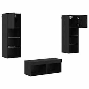 Skříňky na TV zeď Nástěnný 4 pcs Černý dub kompozitní dřevo - obrázek 8