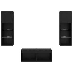 Skříňky na TV zeď Nástěnný 4 pcs Černý dub kompozitní dřevo - obrázek 9