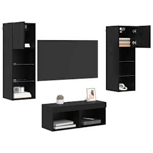 Skříňky na TV zeď Nástěnný 4 pcs Černý dub kompozitní dřevo - obrázek 3