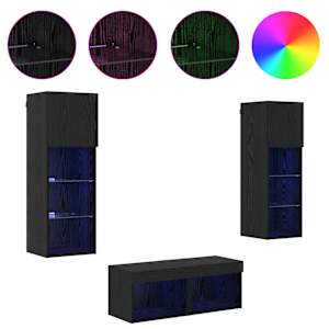 Skříňky na TV zeď Nástěnný 4 pcs Černý dub kompozitní dřevo - obrázek 4