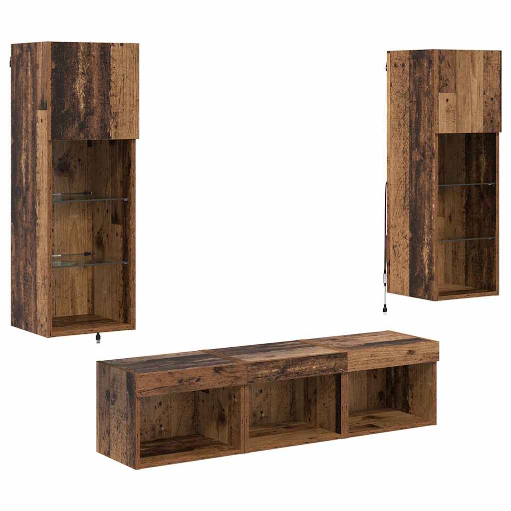 Thumbnail - vidaXL TV-Wandgeräte 5 pcs Schwarz Eichen-Optik 60 x 30 x 30 cm