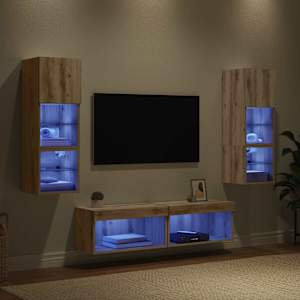 Nástěnná skříňka na TV 6 pcs Artisanový dub kompozitní dřevo - obrázek 5