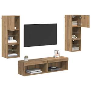 Nástěnná skříňka na TV 6 pcs Artisanový dub kompozitní dřevo - obrázek 3
