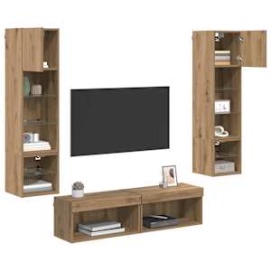 Nástěnná skříňka na TV 6 pcs Artisanový dub kompozitní dřevo - obrázek 3