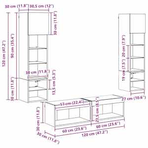 Nástěnná skříňka na TV 6 pcs Artisanový dub kompozitní dřevo - obrázek 15
