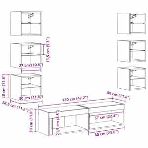 Televizní skříň s LED pásovými světly 8 pcs Staré dřevo Sklo - obrázek 13