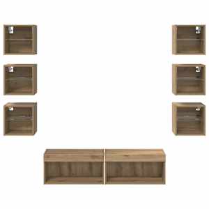 Televizní skříň s LED pásovými světly 8 pcs Artisanový dub Sklo - obrázek 8