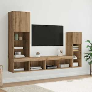 Nábytkové stěny pro TV 4 pcs Artisanový dub kompozitní dřevo - obrázek 1