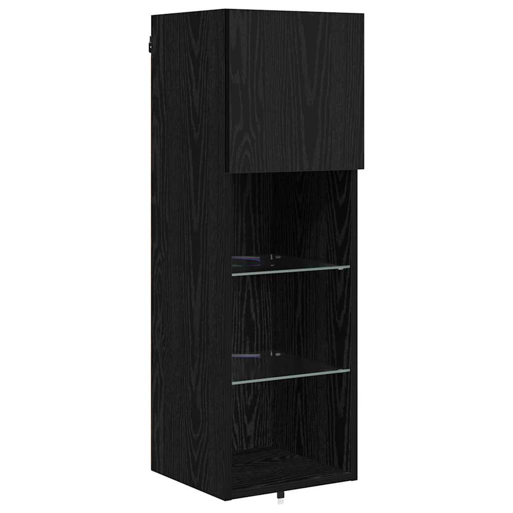 Unități pentru Pereți de TV 4 pcs Stejar Negru Lemn compozit