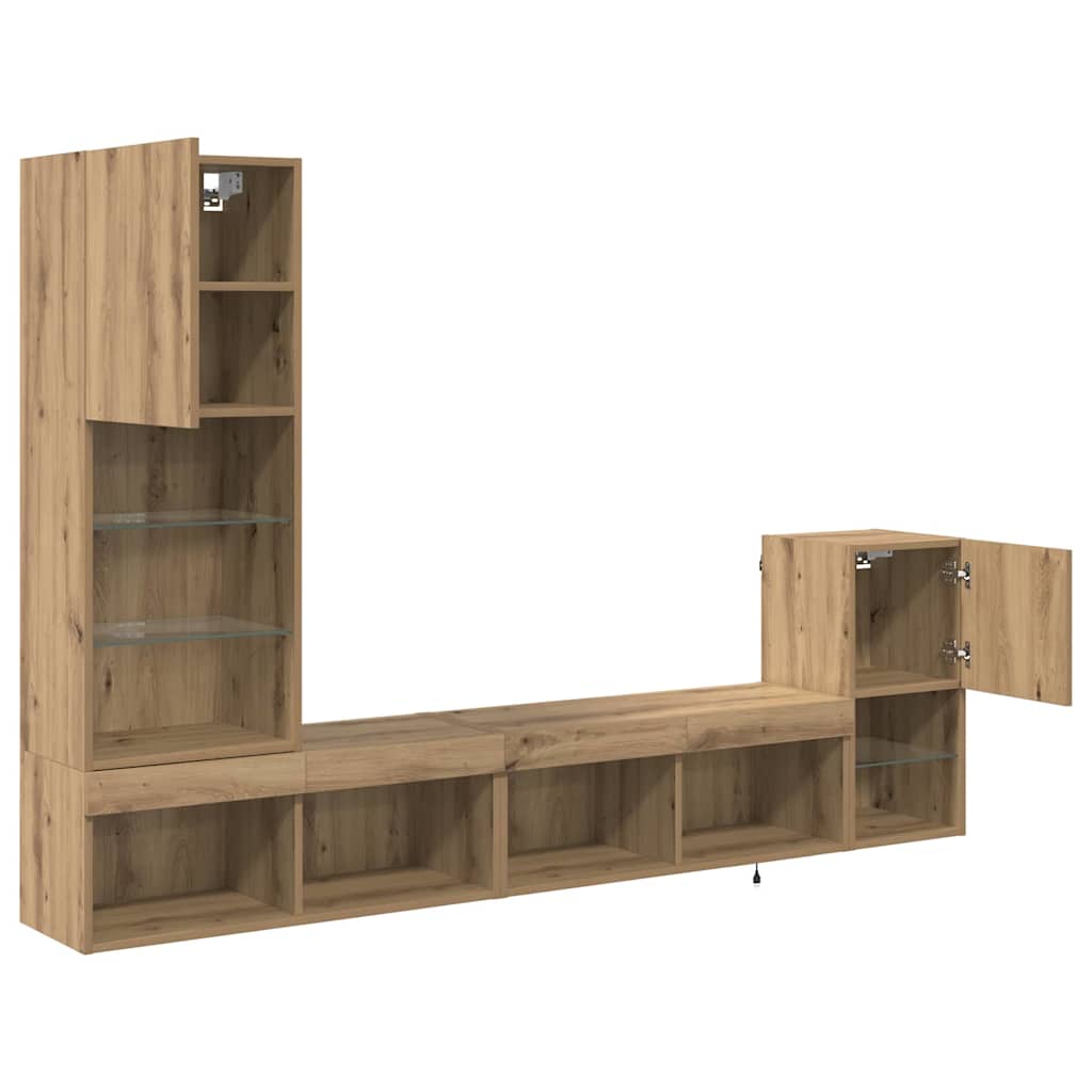 TV Seinaüksused LED -ribatuledega Käsitööpuu Tehispuit 9 Kõik vajalik sinu aeda ja koju! TV Seinaüksused LED -ribatuledega Käsitööpuu Tehispuit - Image 9