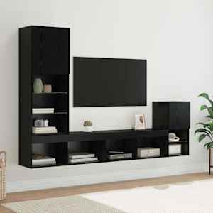 TV stenske enote z LED lučmi Črna Orehovina Konstruiran les