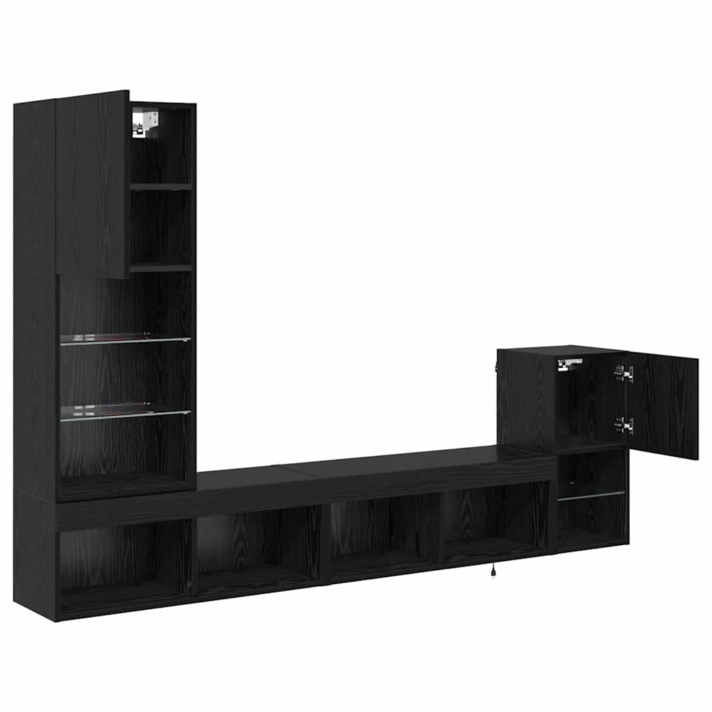Unități pentru Pereți de TV Stejar Negru Lemn compozit