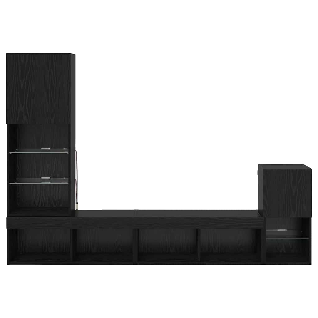 Unități pentru Pereți de TV Stejar Negru Lemn compozit