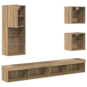 TV nástěnné jednotky s LED Nástěnný 5 pcs Artisanový dub - obrázek 9
