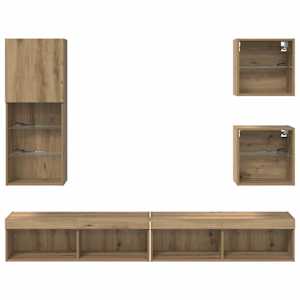 TV nástěnné jednotky s LED Nástěnný 5 pcs Artisanový dub - obrázek 10
