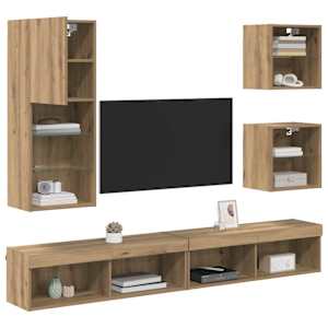 TV nástěnné jednotky s LED Nástěnný 5 pcs Artisanový dub - obrázek 3