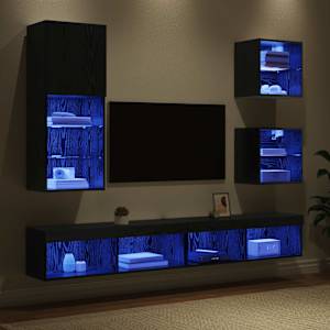 TV nástěnné jednotky s LED 5 pcs Černý dub kompozitní dřevo - obrázek 5