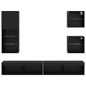 TV nástěnné jednotky s LED 5 pcs Černý dub kompozitní dřevo - obrázek 10