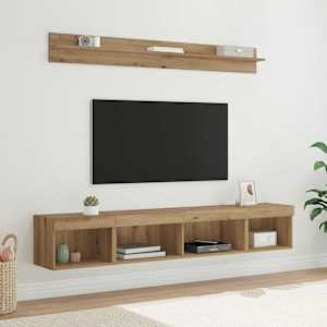 Sada televizního nástěnného kabinetu s LED 5 pcs Artisanový dub - obrázek 1