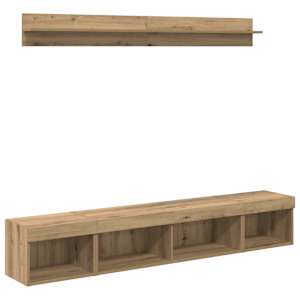Sada televizního nástěnného kabinetu s LED 5 pcs Artisanový dub - obrázek 2