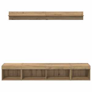 Sada televizního nástěnného kabinetu s LED 5 pcs Artisanový dub - obrázek 9