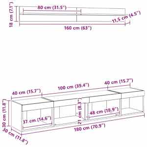 Sada televizního nástěnného kabinetu s LED 5 pcs Artisanový dub - obrázek 14
