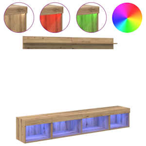 Sada televizního nástěnného kabinetu s LED 5 pcs Artisanový dub - obrázek 4