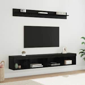 Sada televizního nástěnného kabinetu s LED 5 pcs Černý dub