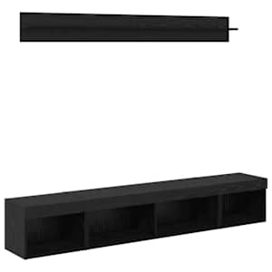 Sada televizního nástěnného kabinetu s LED 5 pcs Černý dub - obrázek 2