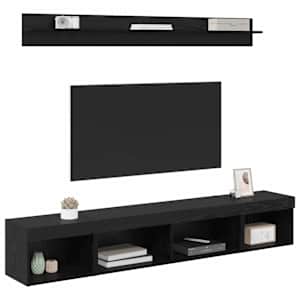 Sada televizního nástěnného kabinetu s LED 5 pcs Černý dub - obrázek 3