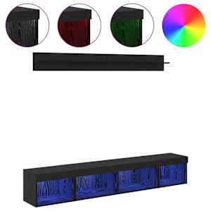 Sada televizního nástěnného kabinetu s LED 5 pcs Černý dub - obrázek 4