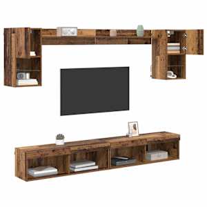 TV nástěnné jednotky s LED 6 pcs Staré dřevo kompozitní dřevo - obrázek 3
