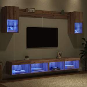 TV nástěnné jednotky s LED s LED Nástěnný 6 pcs Artisanový dub - obrázek 5