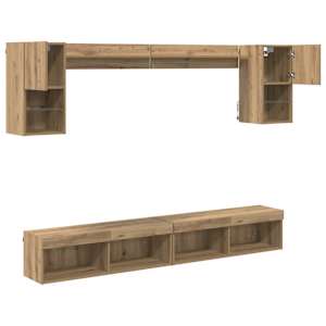 TV nástěnné jednotky s LED s LED Nástěnný 6 pcs Artisanový dub - obrázek 9