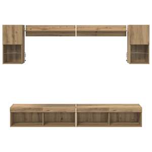 TV nástěnné jednotky s LED s LED Nástěnný 6 pcs Artisanový dub - obrázek 10