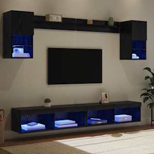 TV nástěnné jednotky s LED 6 pcs Černý dub kompozitní dřevo - obrázek 5