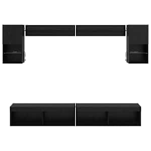 TV nástěnné jednotky s LED 6 pcs Černý dub kompozitní dřevo - obrázek 10