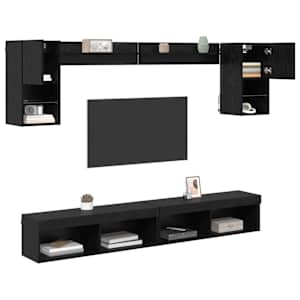 TV nástěnné jednotky s LED 6 pcs Černý dub kompozitní dřevo - obrázek 3
