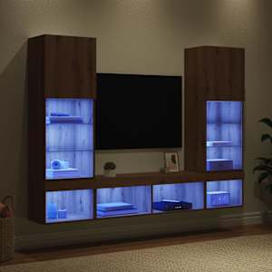TV nástěnné jednotky s LED s LED Nástěnný 5 pcs Artisanový dub - obrázek 5