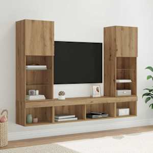 TV nástěnné jednotky s LED s LED Nástěnný 5 pcs Artisanový dub - obrázek 1