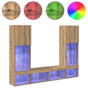 TV nástěnné jednotky s LED s LED Nástěnný 5 pcs Artisanový dub - obrázek 4