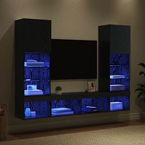 TV nástěnné jednotky s LED 5 pcs 40,5 x 30 x 102 cm Černý dub - obrázek 5