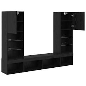 TV nástěnné jednotky s LED 5 pcs 40,5 x 30 x 102 cm Černý dub - obrázek 9
