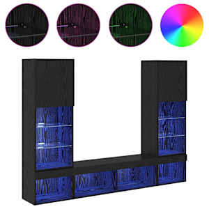 TV nástěnné jednotky s LED 5 pcs 40,5 x 30 x 102 cm Černý dub - obrázek 4