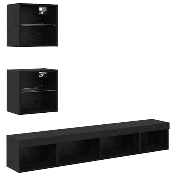 vidaXL TV seinakapid koos LED-iga 5 tk Must tamm Tehispuit