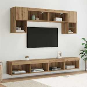TV nástěnné jednotky s LED 6 pcs Artisanový dub